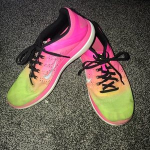 Pink/Yellow Nike Tennis Shoes